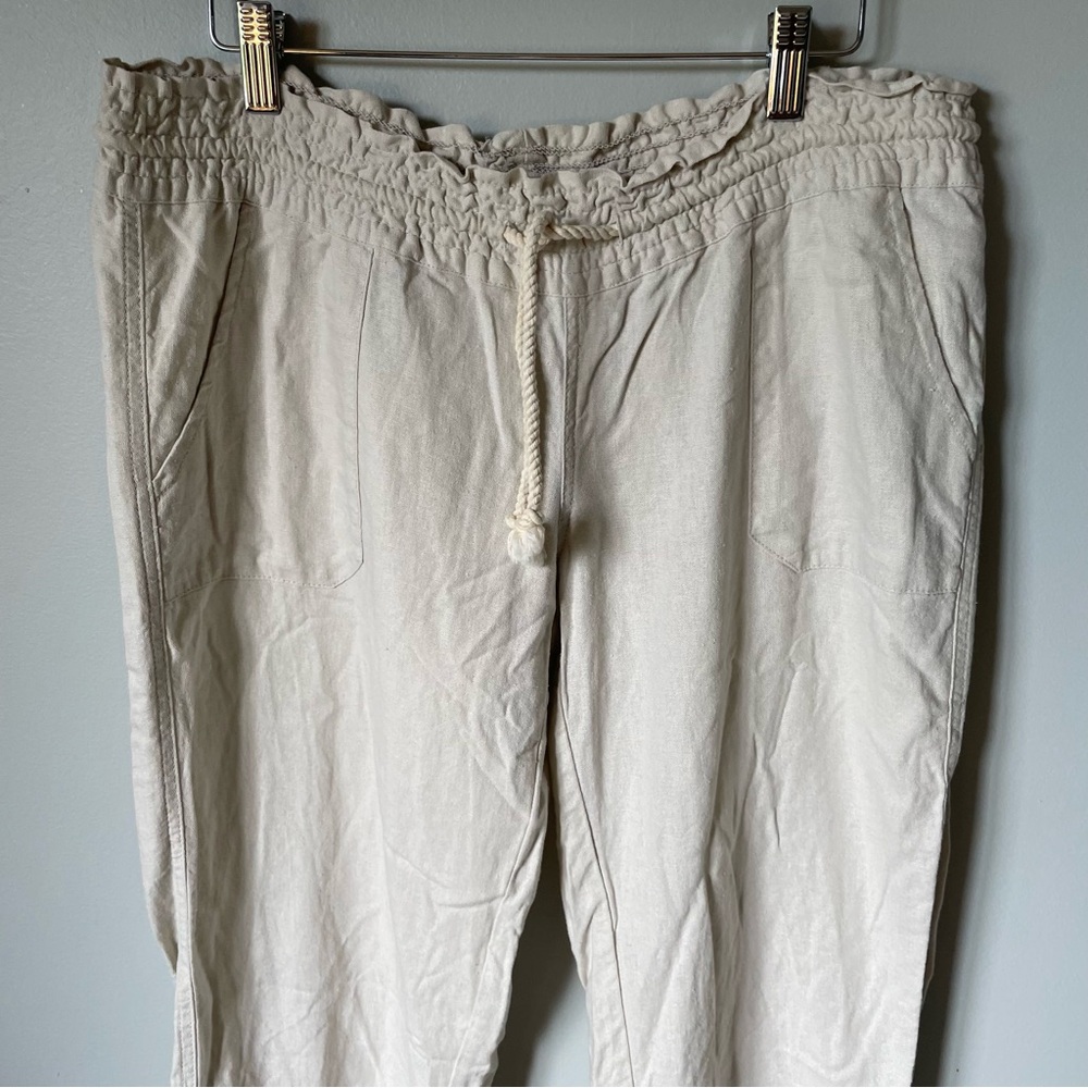 Roxy Oceanside Linen Blend Low-Rise Flare Pants Size Large - Picture 4 of 9